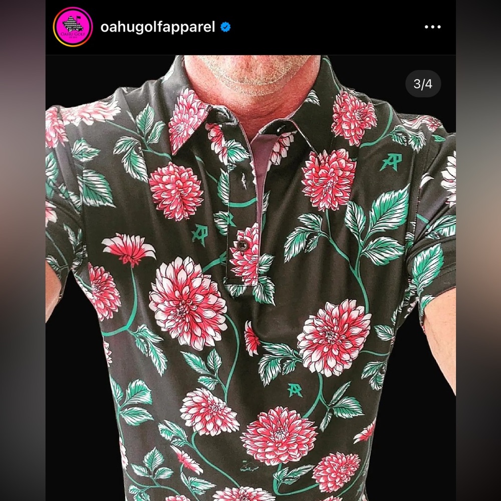 Oahu Golf Apparel x No Golf limited edition Dahlia flower print
